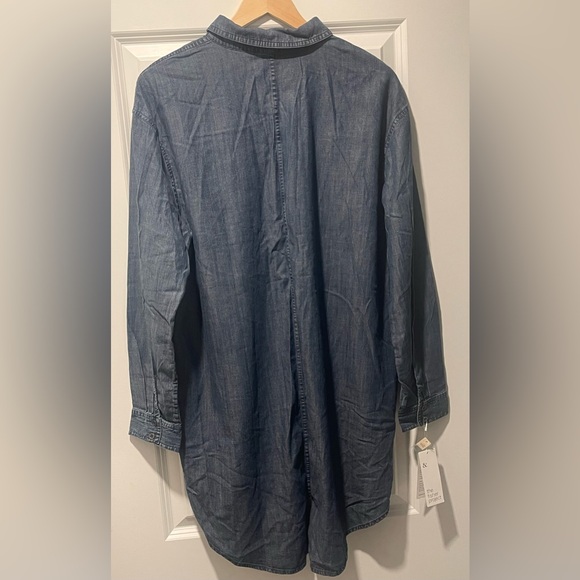 NWT The Fisher Project EILEEN FISHER Chambray Hi/Low Hem Denim Shirt Large $208 - Picture 4 of 13
